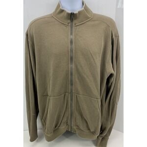 Tommy Bahama Mens Size L Full Zip Sweater Beige Long Sleeve Jacket Cotton